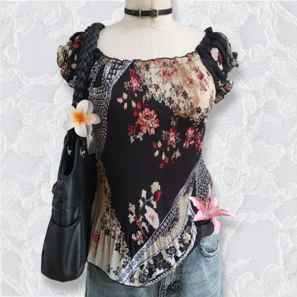 Jaipur Black and Red Floral Women's Blouse